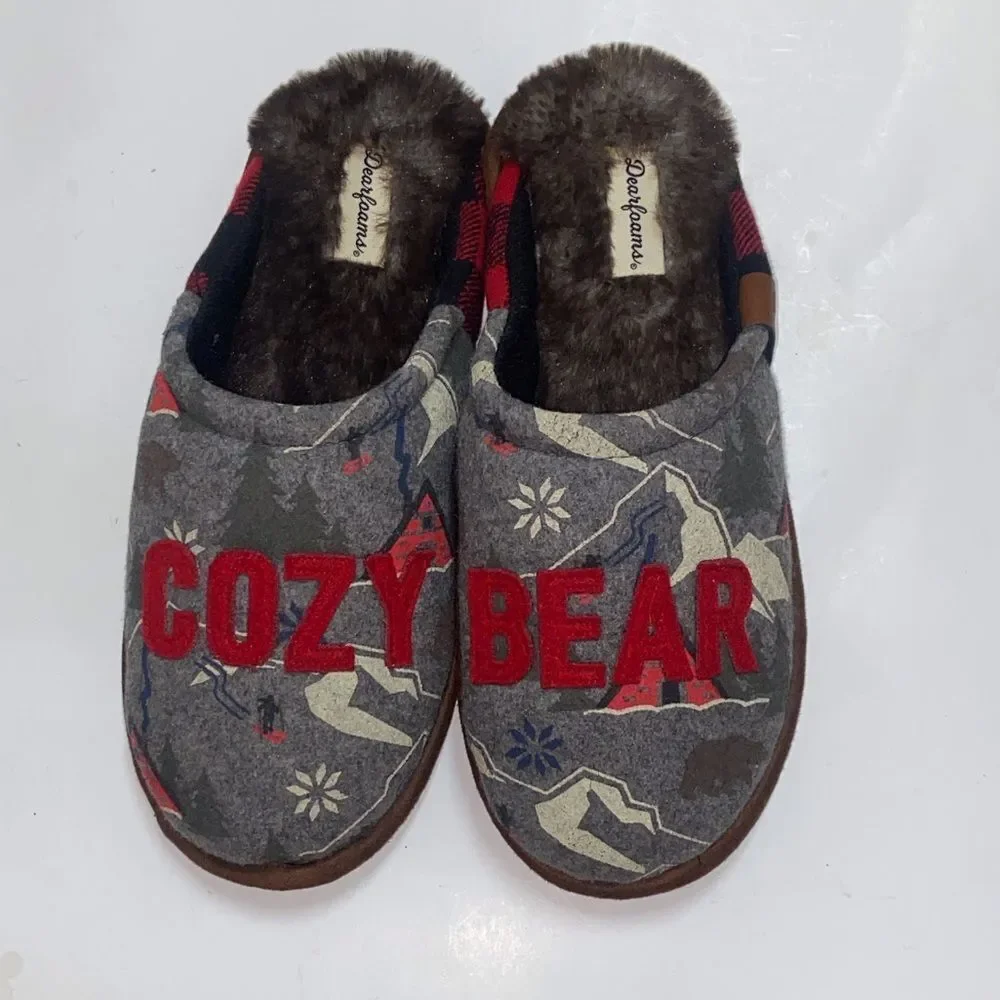 Dearfoams Faux Fur Slippers Unisex Size Men’s 7-8 Women’s 9-10